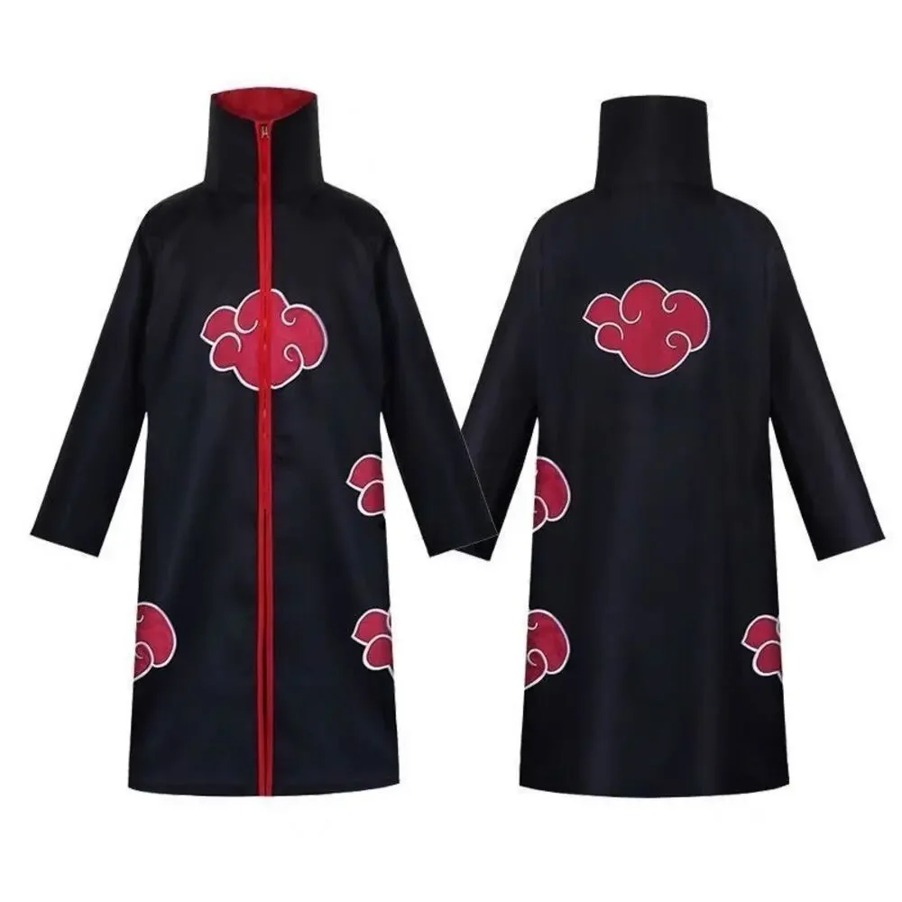 Naruto Cosplay Costume, High‑Collar Akatsuki Cloak with Headband